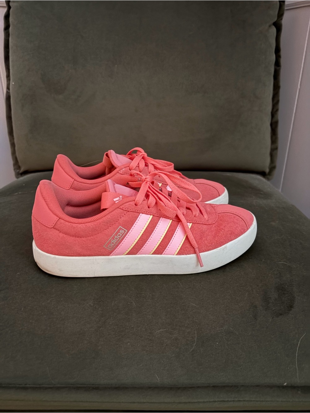 adidas Coral Pink Suede Sneakers with White Midsole